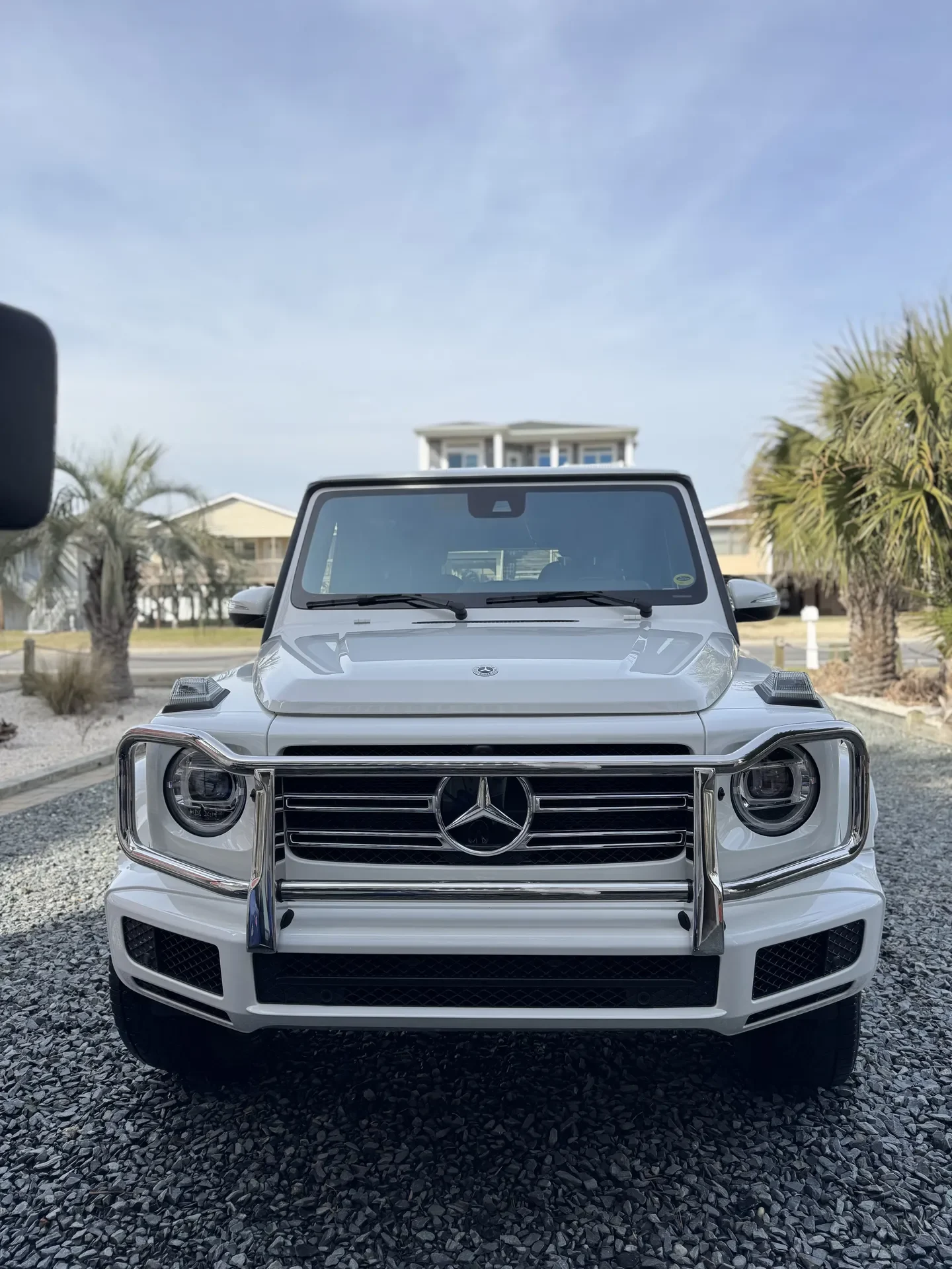 Home 6 Mobile detailing service in Wilmington, NC on a white Mercedes G-Wagon SUV by Aquamen Mobile Detailing